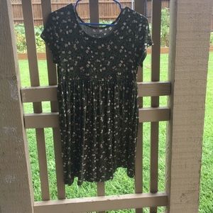 Forrest green floral babydoll dress